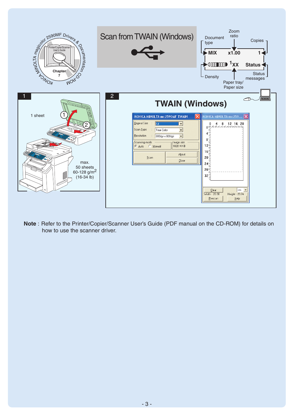 Scan from twain (windows), Twain (windows) | Konica Minolta magicolor 2590MF User Manual | Page 3 / 12