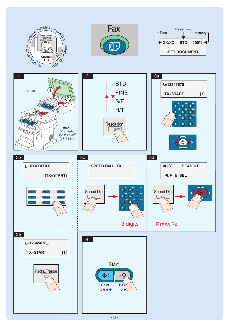 Std fine s/f h/t press 2x 3 digits | Konica Minolta magicolor 2590MF User Manual | Page 8 / 12