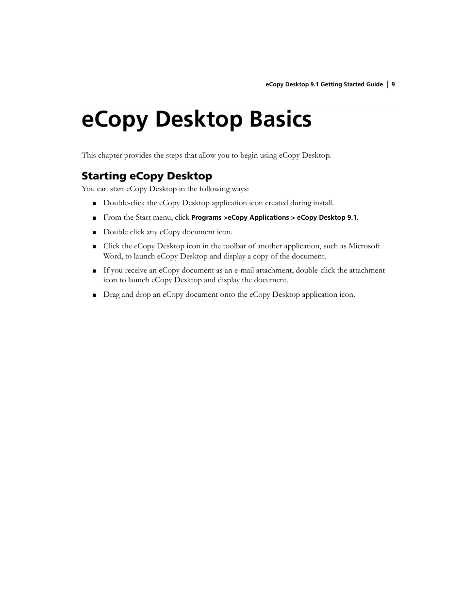 Ecopy desktop basics, Starting ecopy desktop | Konica Minolta eCopy User Manual | Page 13 / 34