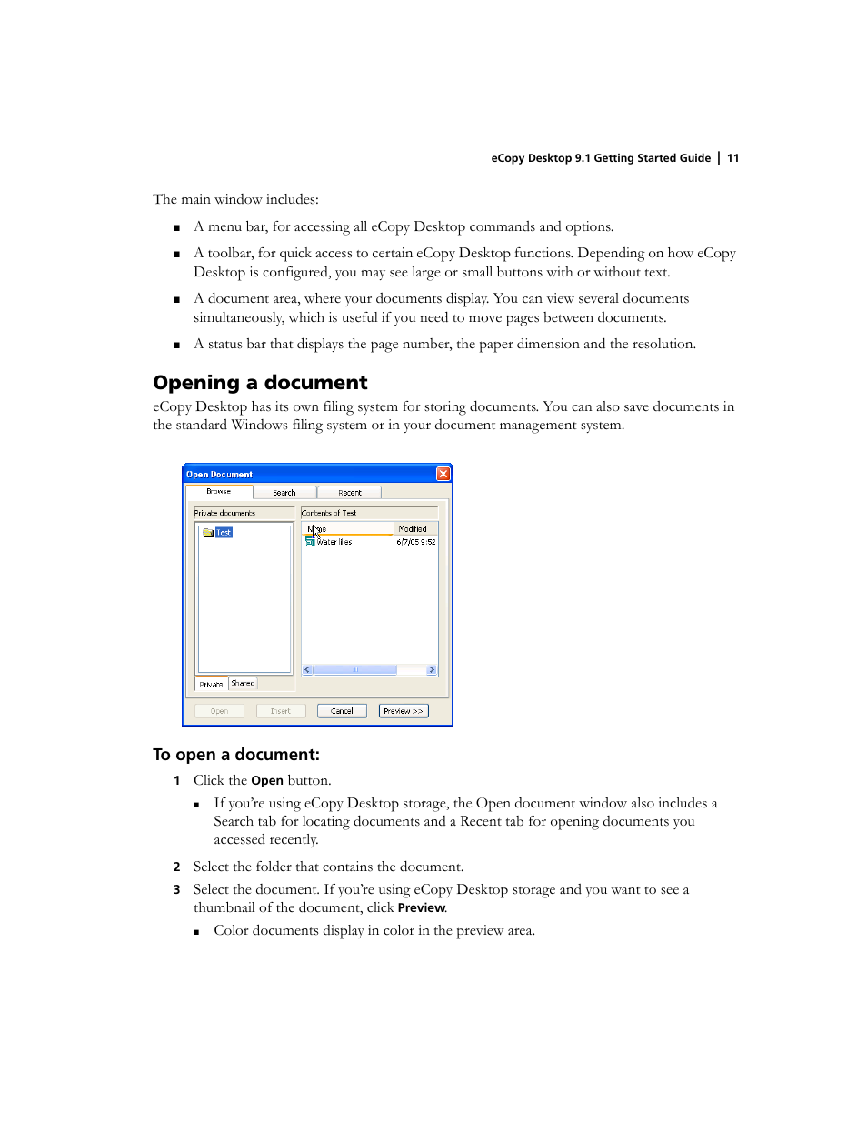 Opening a document | Konica Minolta eCopy User Manual | Page 15 / 34