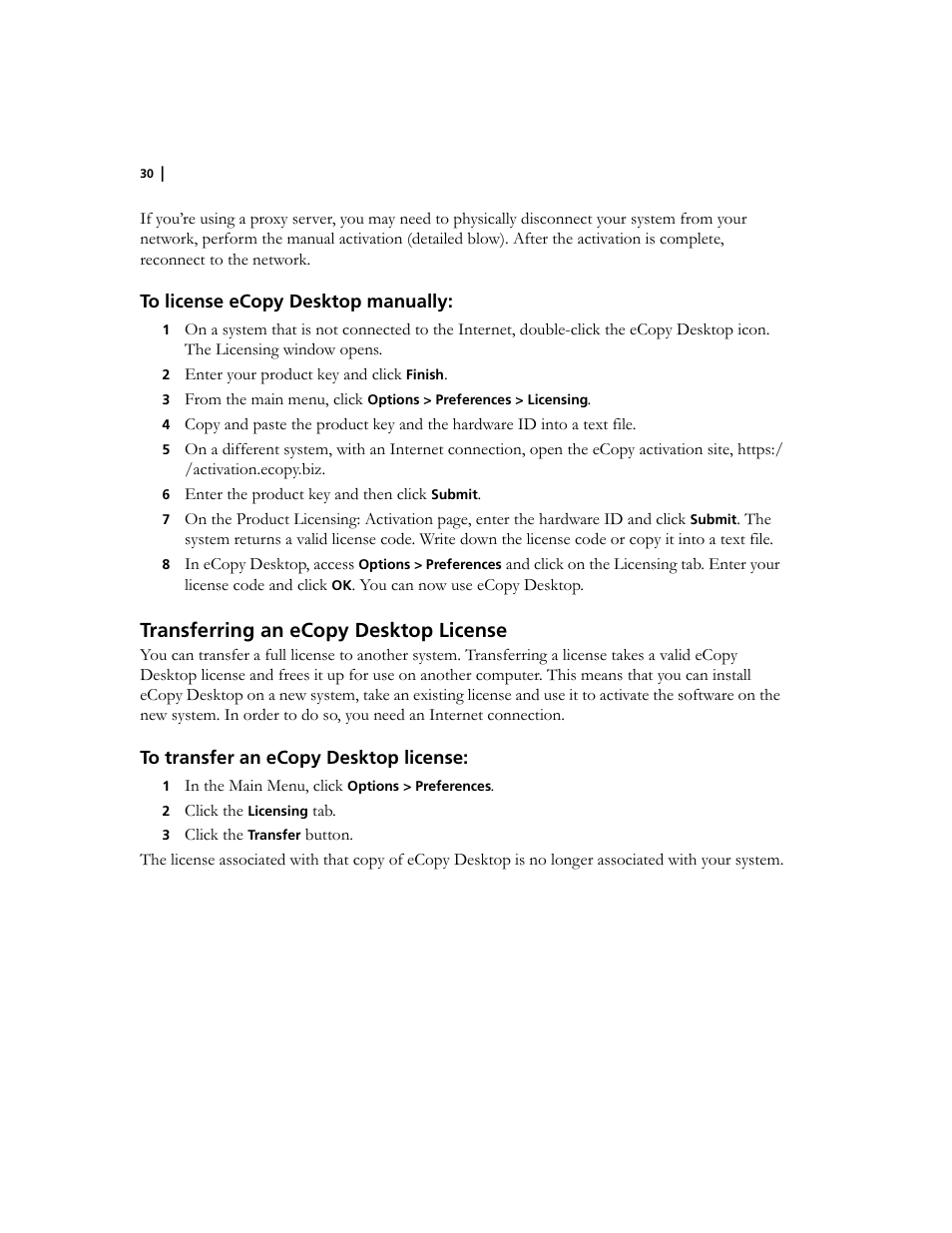 Transferring an ecopy desktop license | Konica Minolta eCopy User Manual | Page 34 / 34