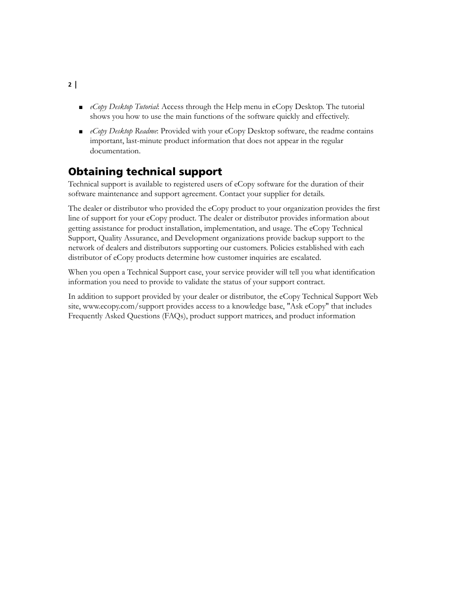 Obtaining technical support | Konica Minolta eCopy User Manual | Page 6 / 34