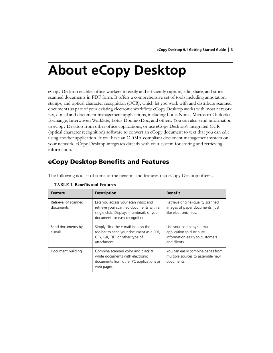 About ecopy desktop, Ecopy desktop benefits and features | Konica Minolta eCopy User Manual | Page 7 / 34