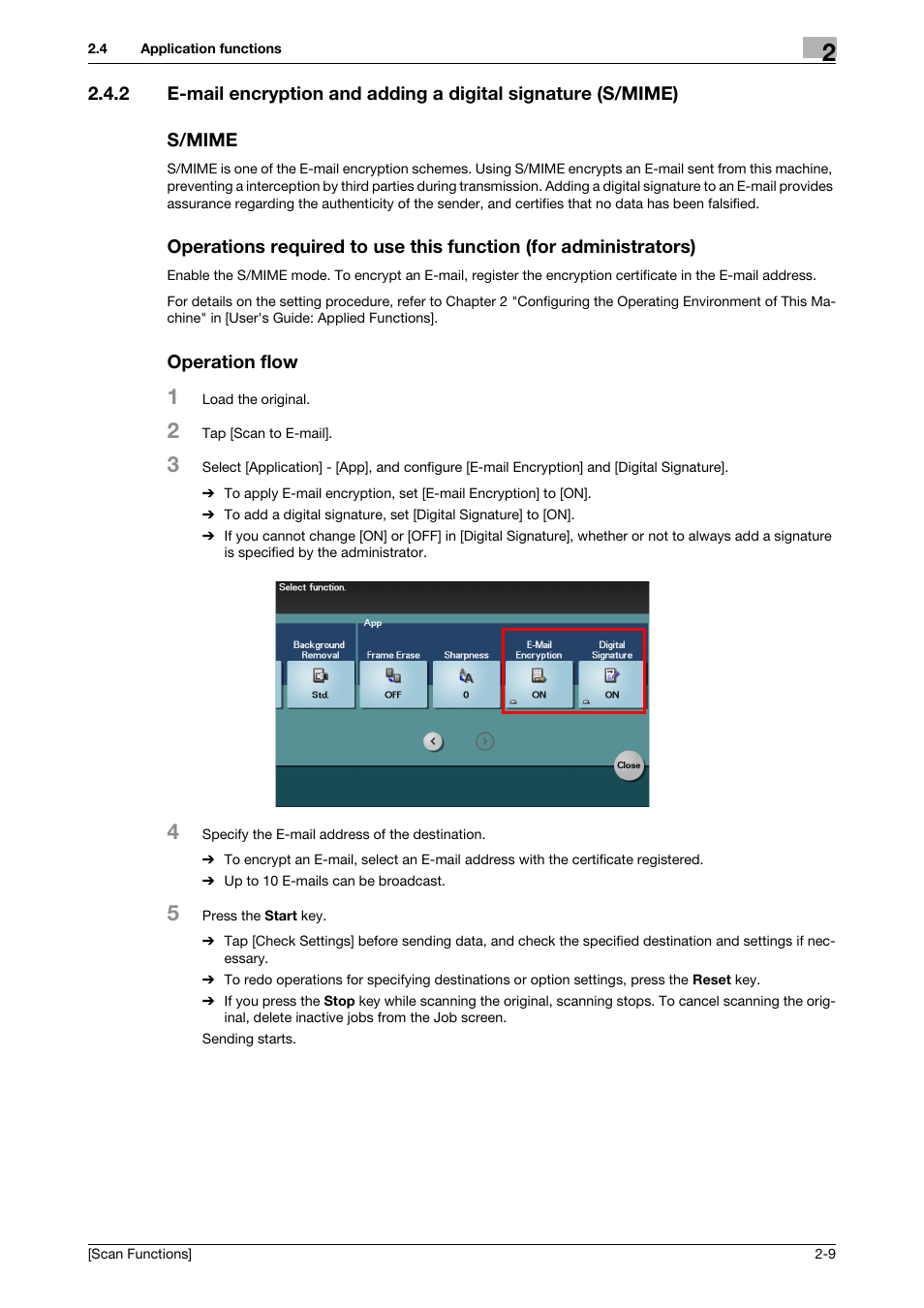 S/mime, Operation flow | Konica Minolta bizhub 4750 User Manual | Page 31 / 102