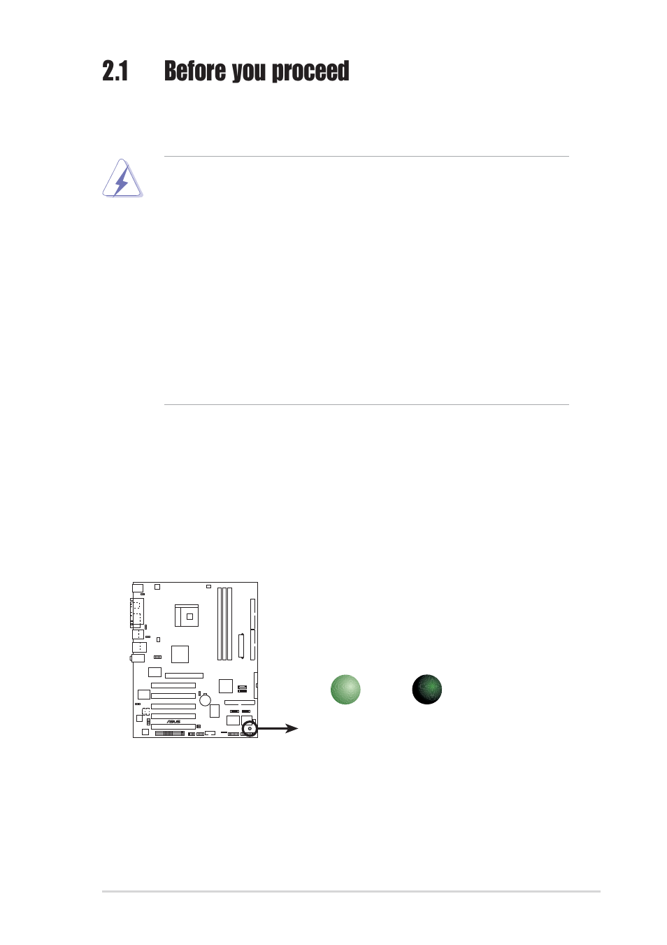 1 before you proceed, Onboard led | Asus K8V SE User Manual | Page 23 / 140