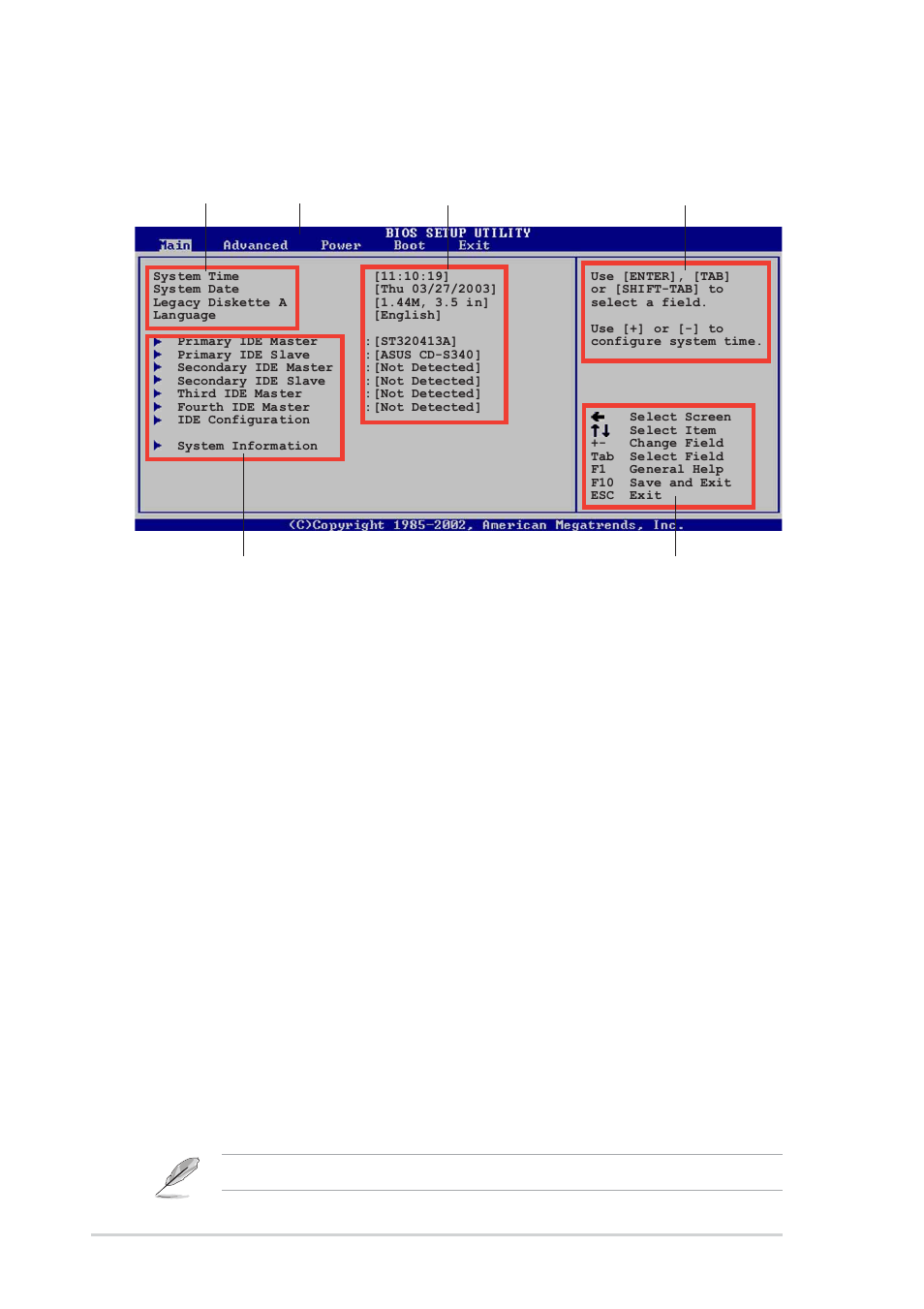 2 menu bar, 1 bios menu screen, 3 navigation keys | Asus K8V SE User Manual | Page 76 / 140