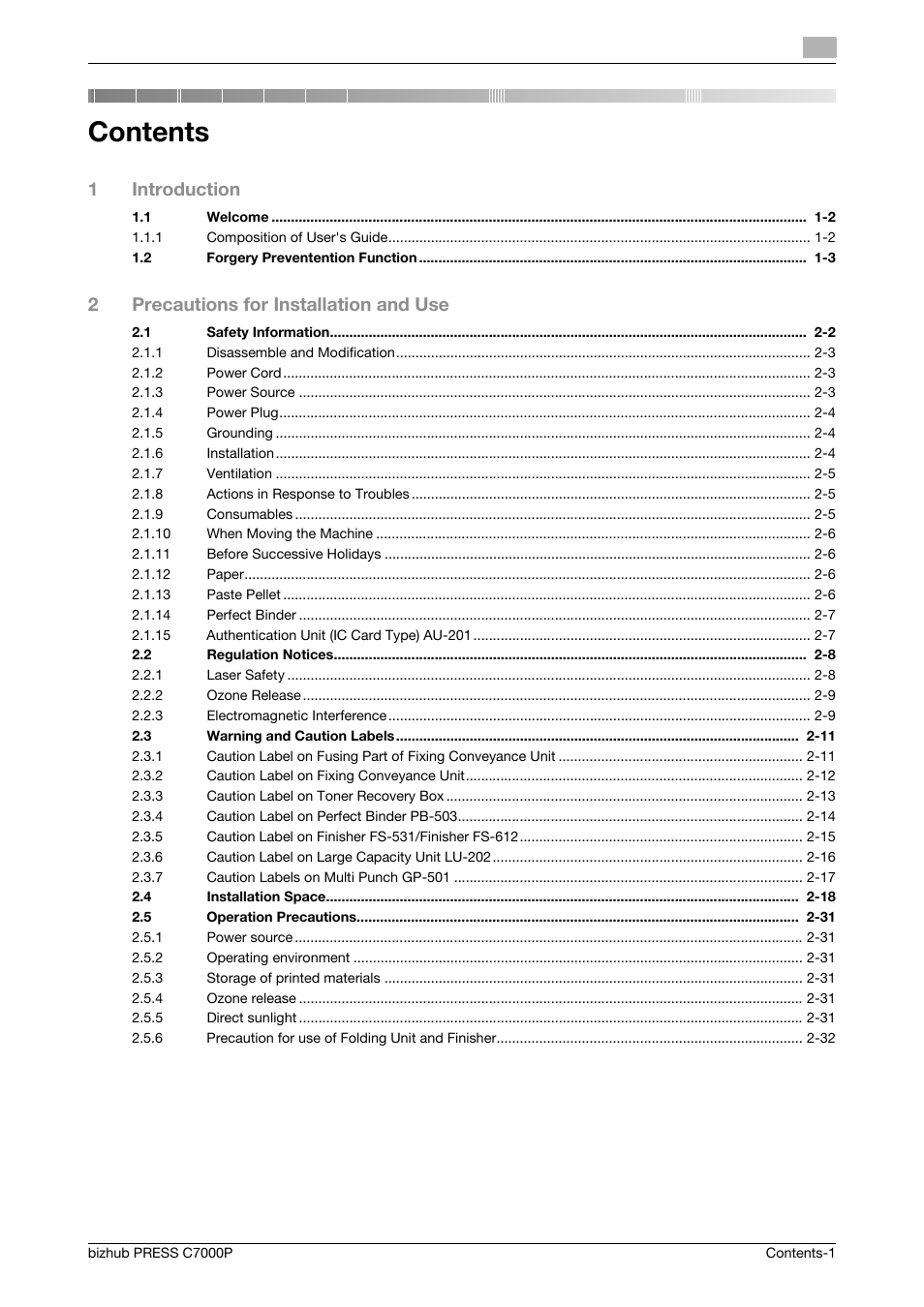 Konica Minolta bizhub PRESS C7000P User Manual | Page 2 / 42