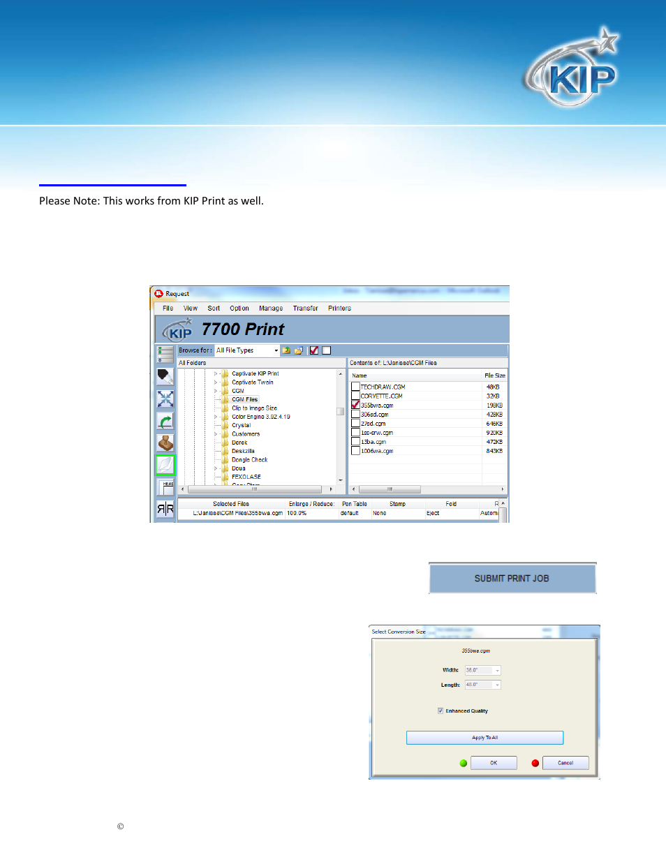 Using kip request, Kip cgm | Konica Minolta KIP 7700 User Manual | Page 5 / 8
