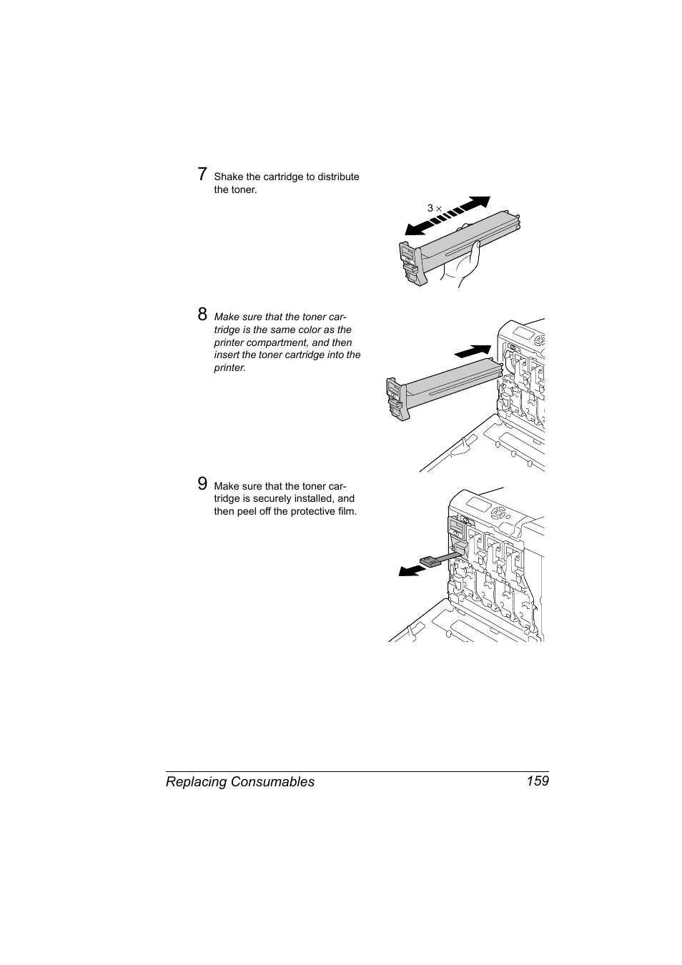 Replacing consumables 159 | Konica Minolta magicolor 5650 User Manual | Page 173 / 302