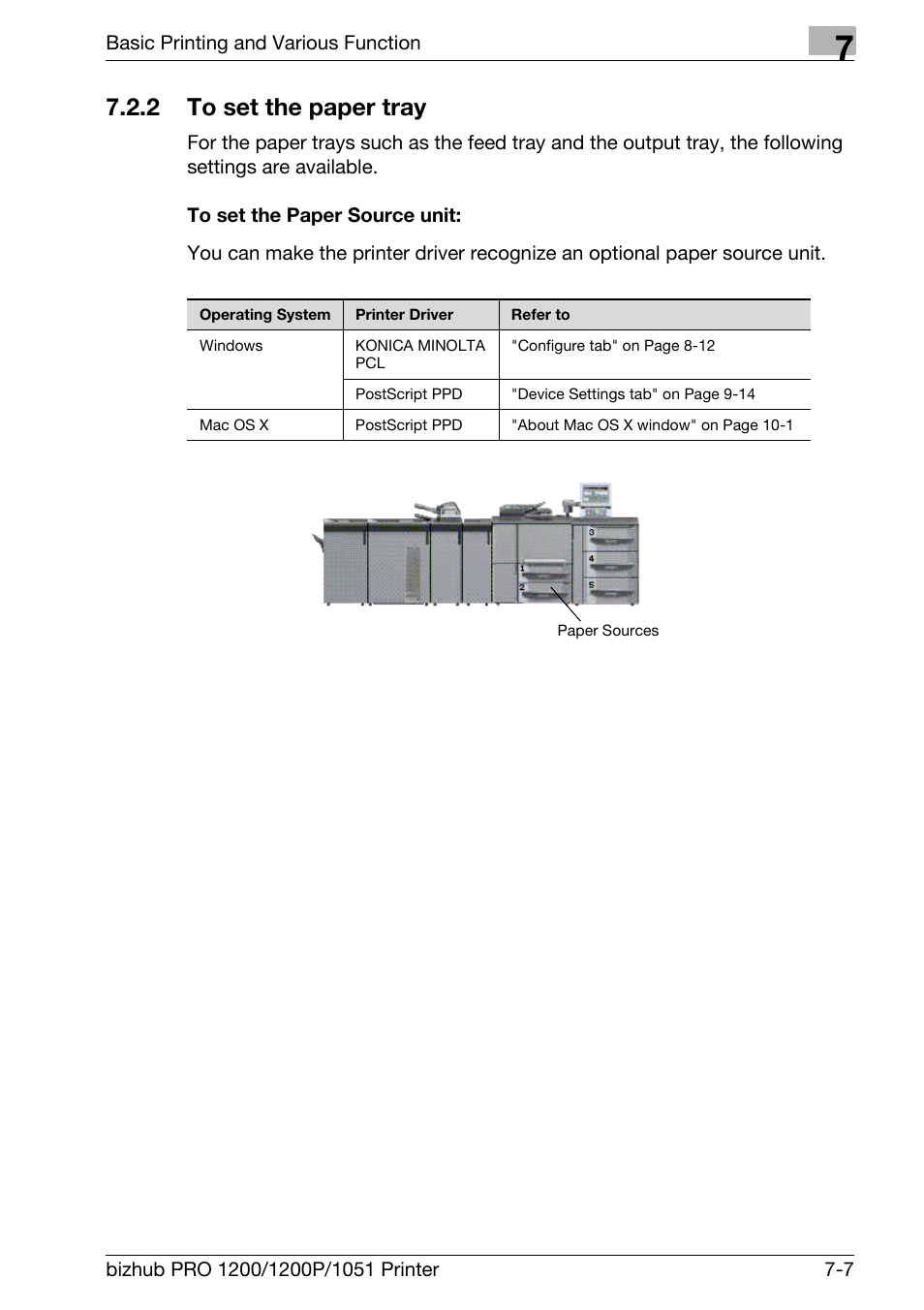 2 to set the paper tray, To set the paper source unit, To set the paper tray -7 | Konica Minolta bizhub PRO 1051 User Manual | Page 104 / 355