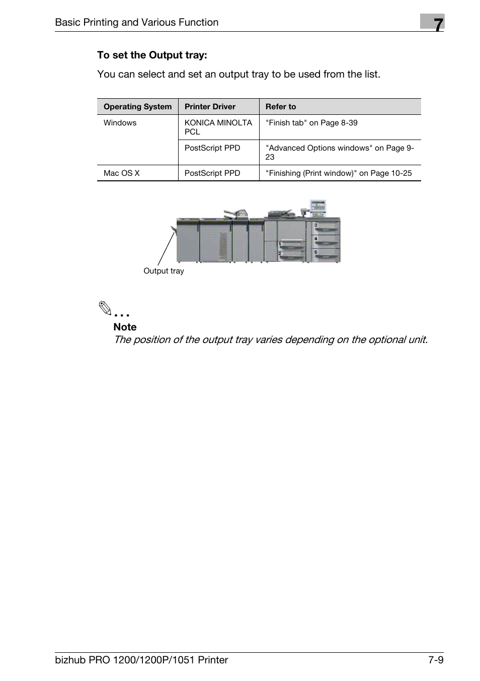 To set the output tray | Konica Minolta bizhub PRO 1051 User Manual | Page 106 / 355