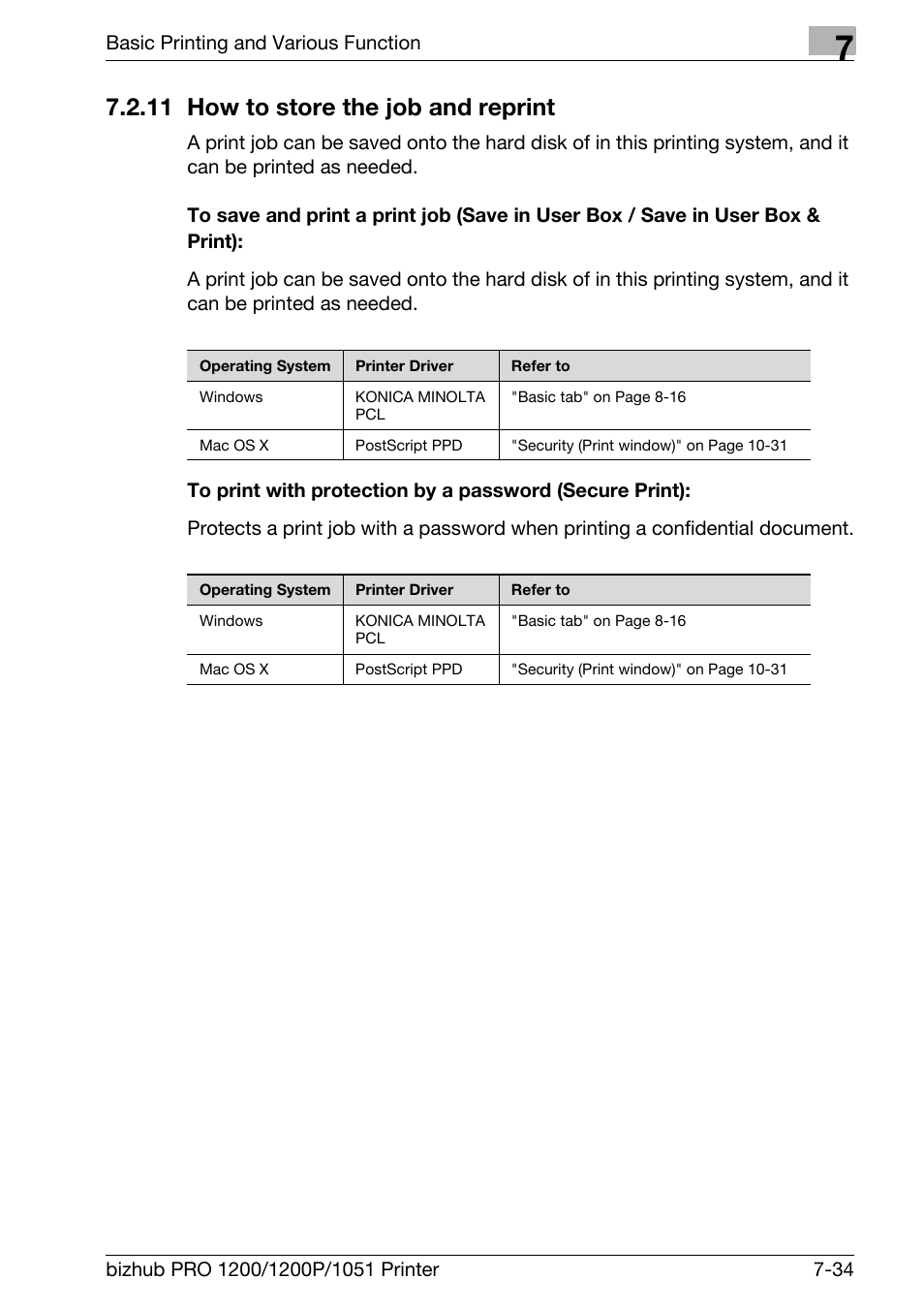 11 how to store the job and reprint, How to store the job and reprint -34 | Konica Minolta bizhub PRO 1051 User Manual | Page 131 / 355