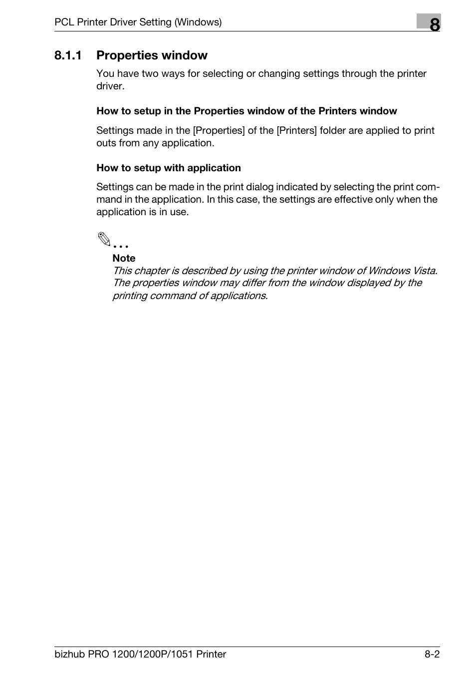 1 properties window, How to setup with application, Properties window -2 | Konica Minolta bizhub PRO 1051 User Manual | Page 133 / 355