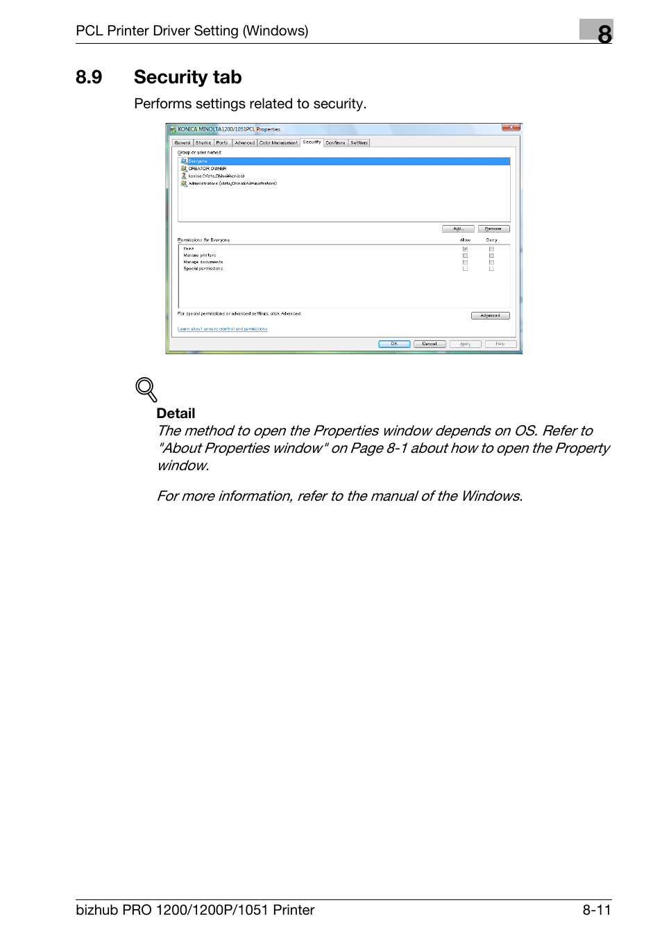 9 security tab, Security tab -11 | Konica Minolta bizhub PRO 1051 User Manual | Page 142 / 355