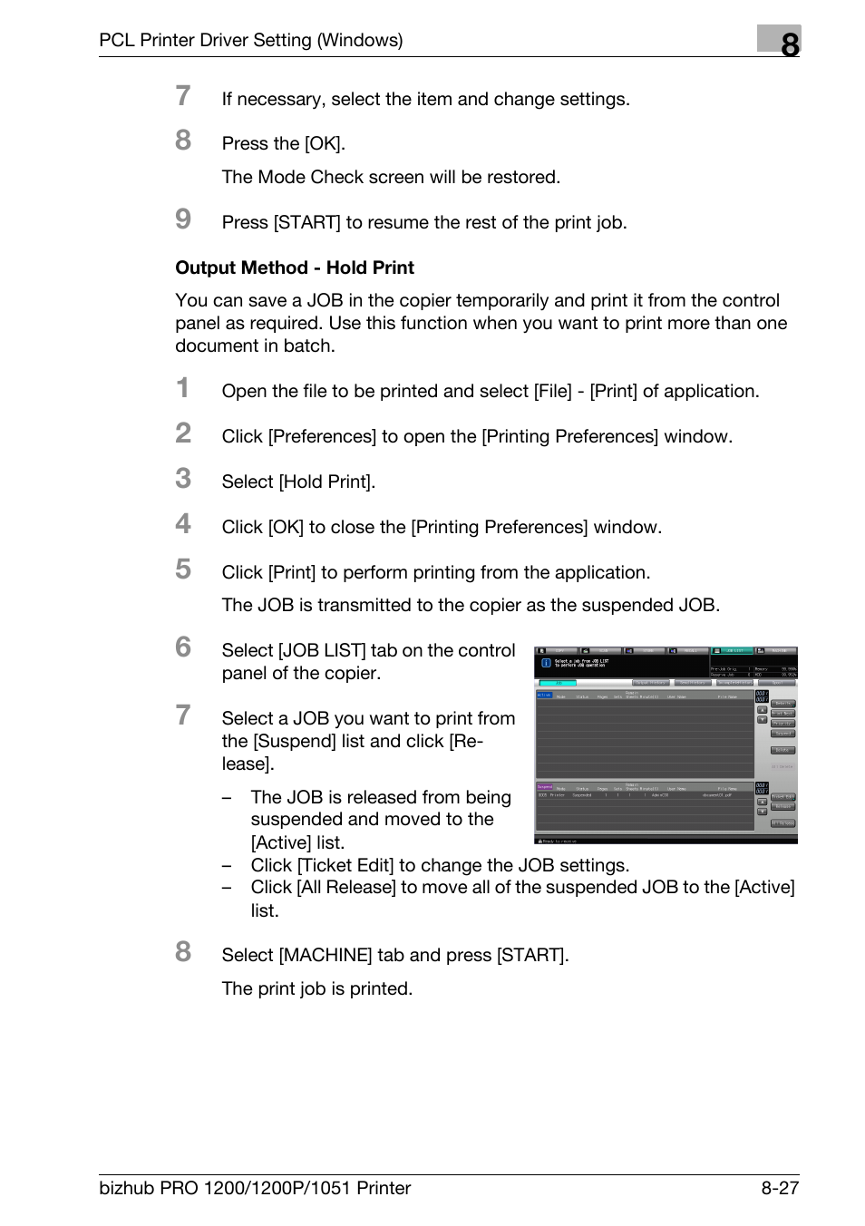 Output method - hold print | Konica Minolta bizhub PRO 1051 User Manual | Page 158 / 355
