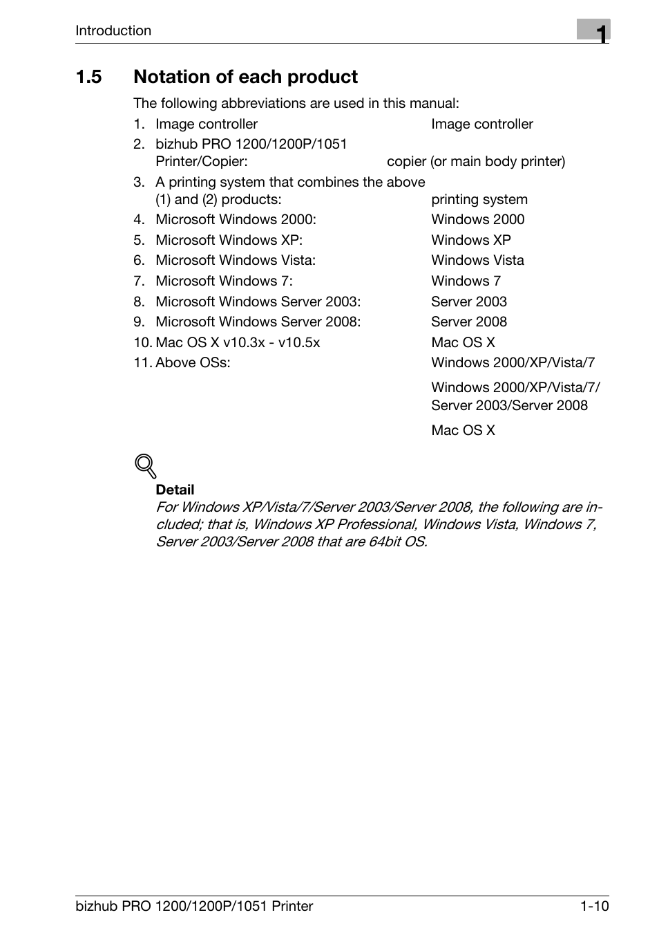 5 notation of each product, Notation of each product -10 | Konica Minolta bizhub PRO 1051 User Manual | Page 16 / 355