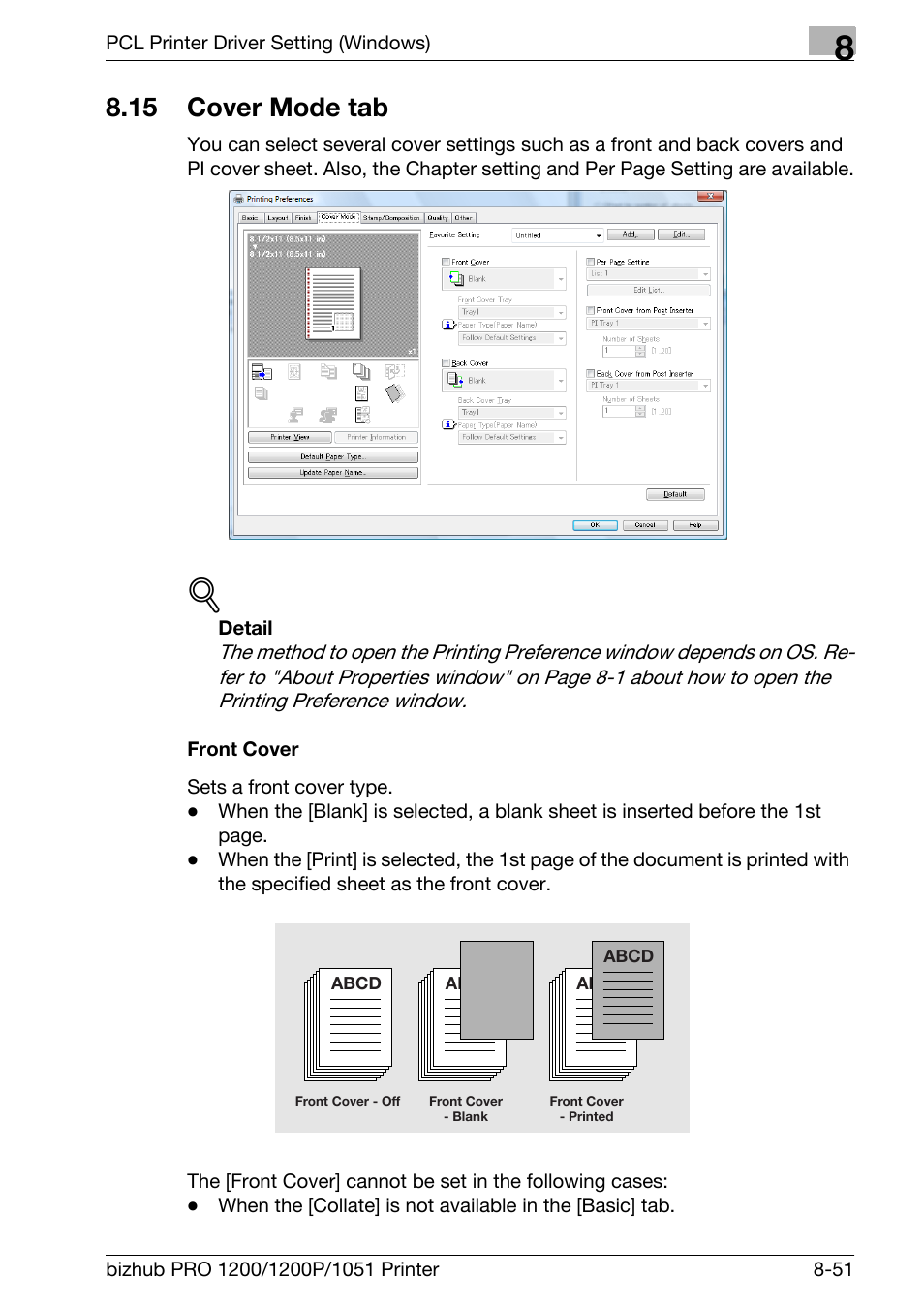 15 cover mode tab, Front cover, Cover mode tab -51 | Konica Minolta bizhub PRO 1051 User Manual | Page 182 / 355