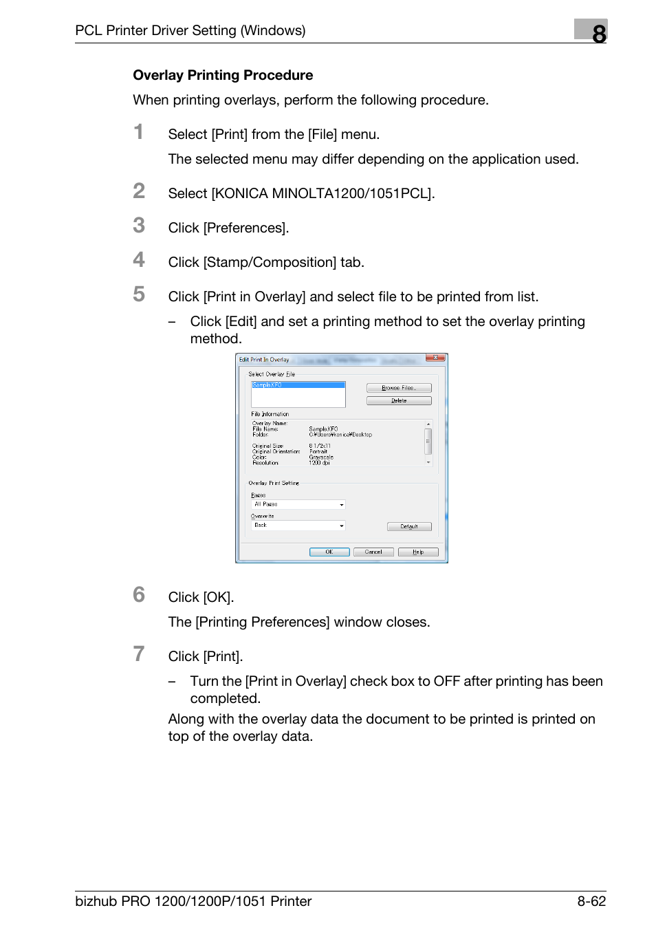 Overlay printing procedure | Konica Minolta bizhub PRO 1051 User Manual | Page 193 / 355