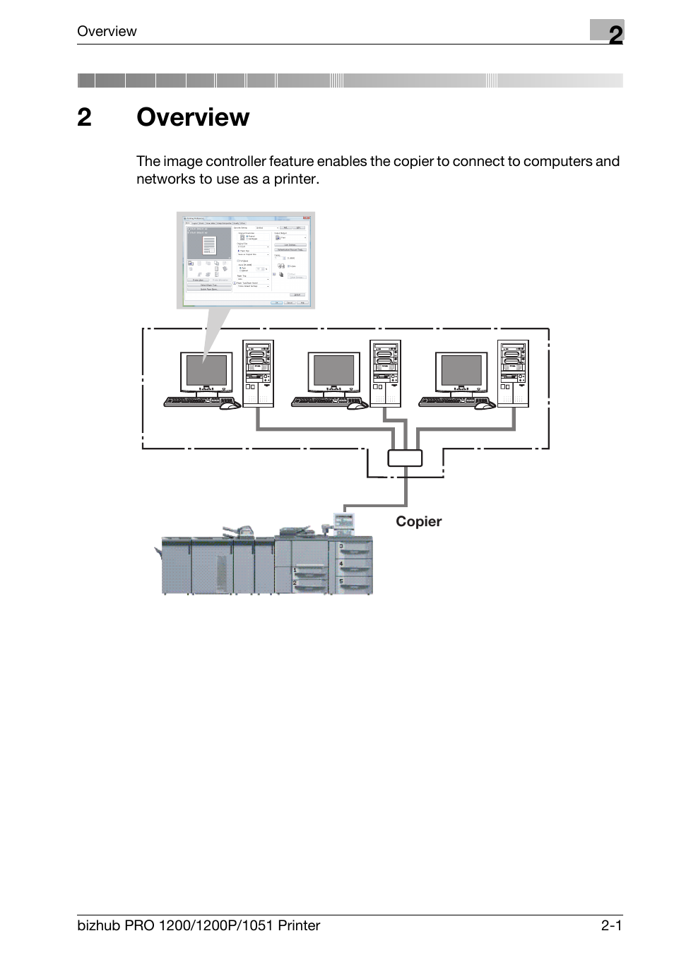 2 overview, Overview, Chapter 2 overview | 2overview | Konica Minolta bizhub PRO 1051 User Manual | Page 22 / 355