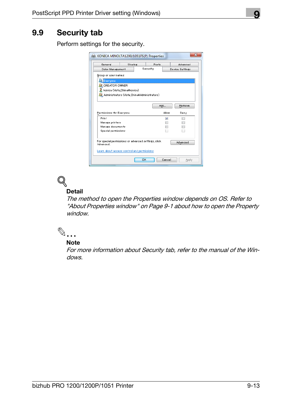 9 security tab, Security tab -13 | Konica Minolta bizhub PRO 1051 User Manual | Page 221 / 355