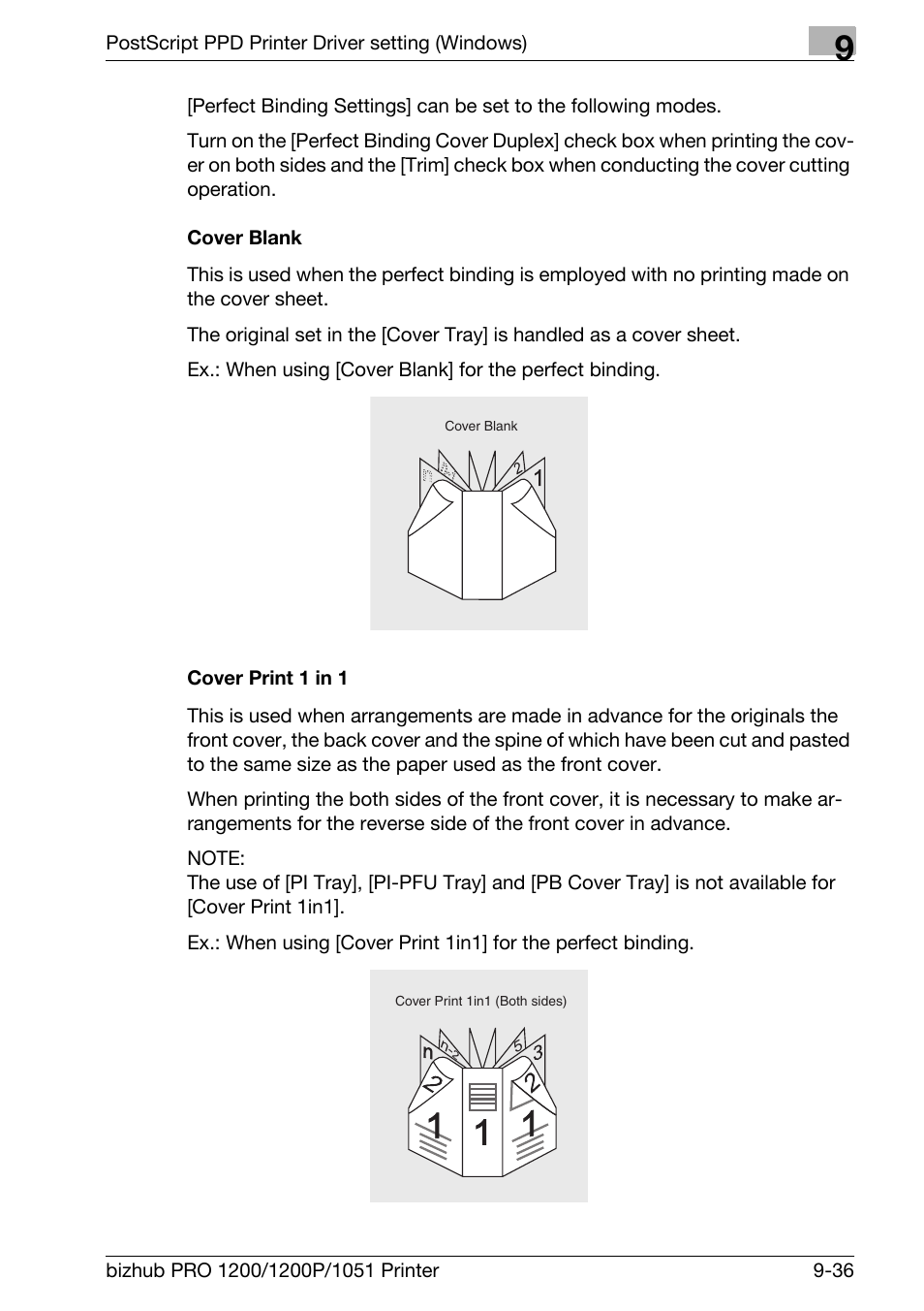 Cover blank, Cover print 1 in 1 | Konica Minolta bizhub PRO 1051 User Manual | Page 244 / 355