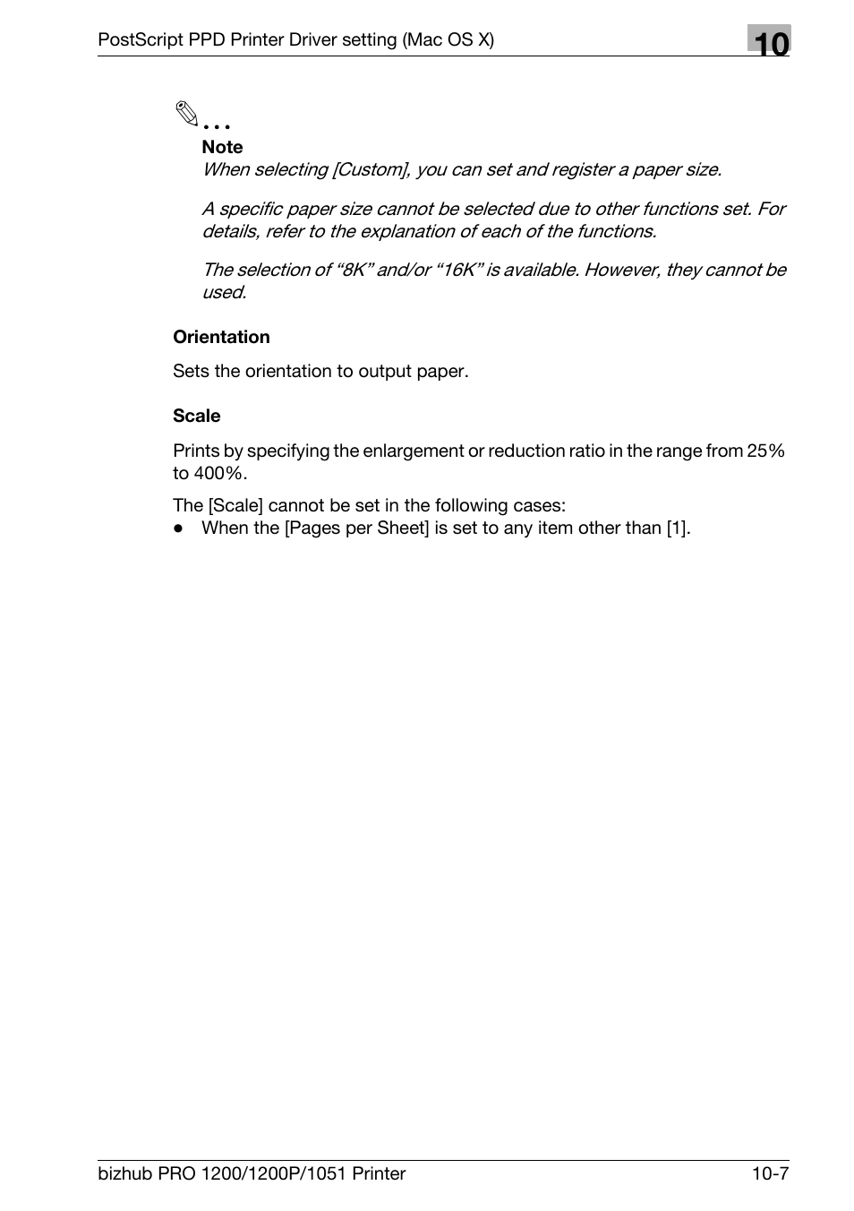 Orientation, Scale | Konica Minolta bizhub PRO 1051 User Manual | Page 258 / 355