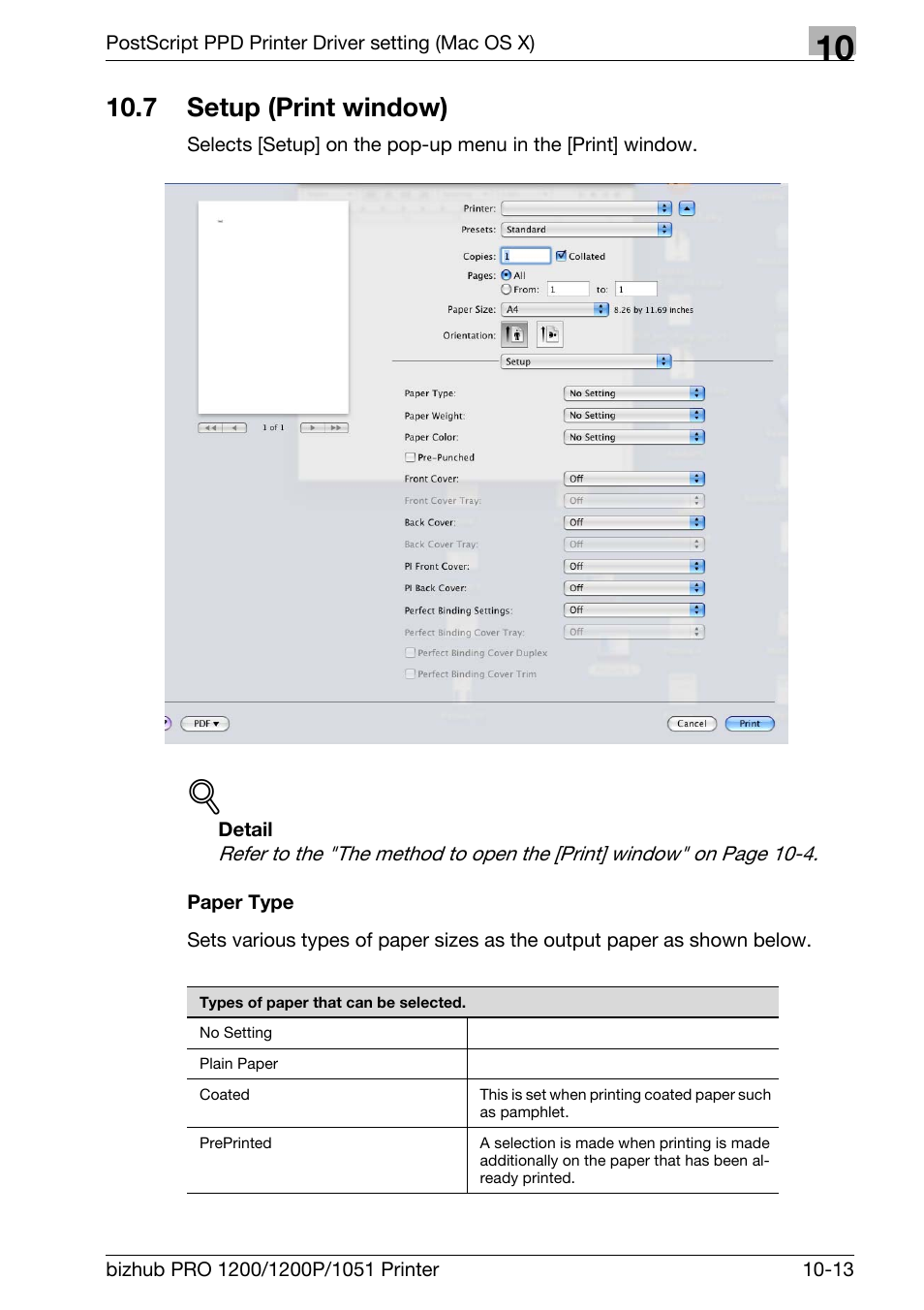7 setup (print window), Paper type, Setup (print window) -13 | Konica Minolta bizhub PRO 1051 User Manual | Page 264 / 355