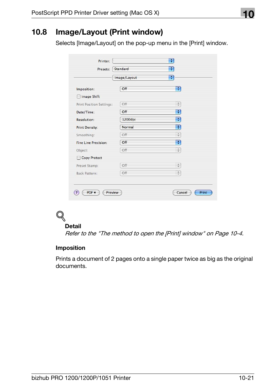 8 image/layout (print window), Imposition, Image/layout (print window) -21 | Konica Minolta bizhub PRO 1051 User Manual | Page 272 / 355