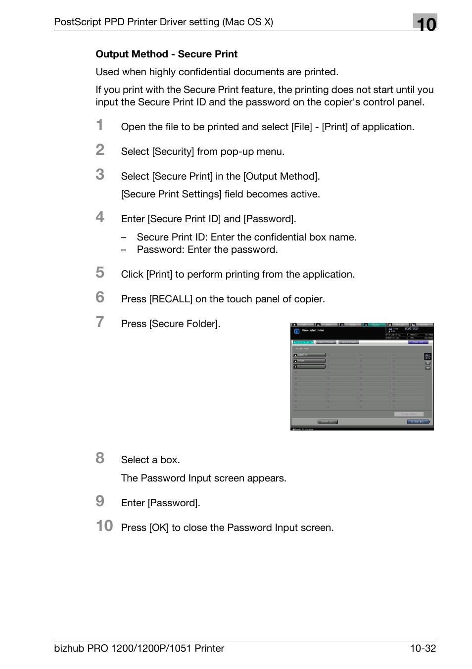 Output method - secure print | Konica Minolta bizhub PRO 1051 User Manual | Page 283 / 355