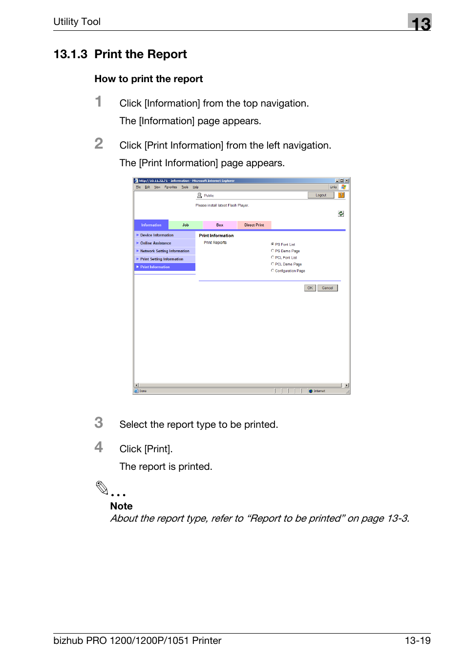 3 print the report, How to print the report, Print the report -19 | Konica Minolta bizhub PRO 1051 User Manual | Page 319 / 355