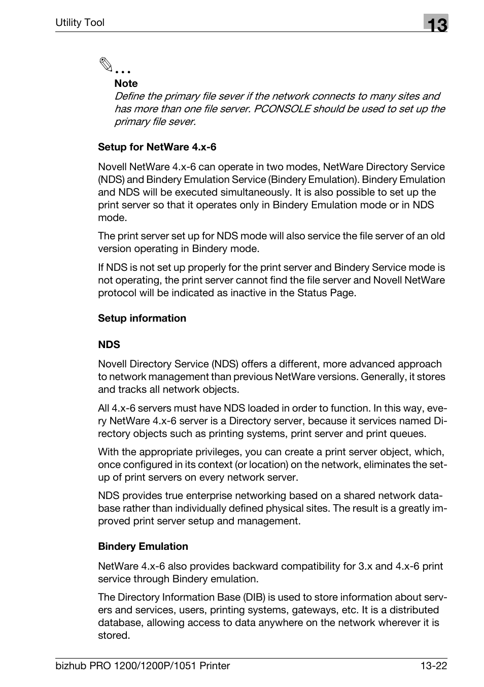 Setup for netware 4.x-6, Setup information, Bindery emulation | Konica Minolta bizhub PRO 1051 User Manual | Page 322 / 355