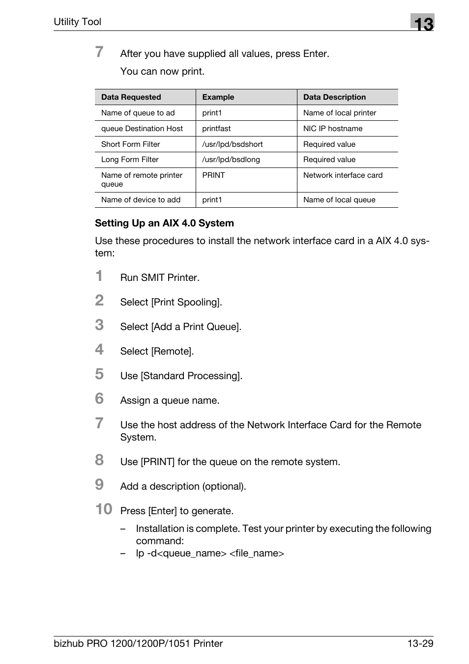 Setting up an aix 4.0 system | Konica Minolta bizhub PRO 1051 User Manual | Page 329 / 355