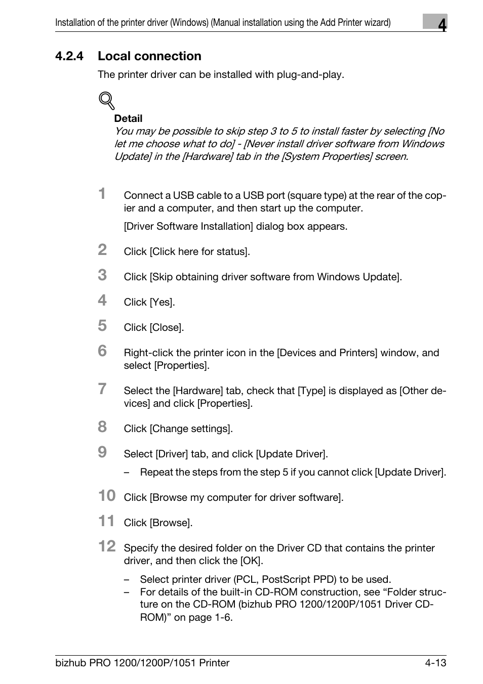 4 local connection, Local connection -13 | Konica Minolta bizhub PRO 1051 User Manual | Page 45 / 355