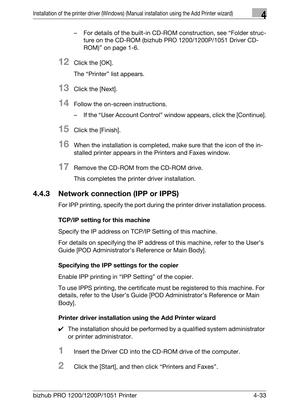 3 network connection (ipp or ipps), Tcp/ip setting for this machine, Specifying the ipp settings for the copier | Network connection (ipp or ipps) -33 | Konica Minolta bizhub PRO 1051 User Manual | Page 65 / 355