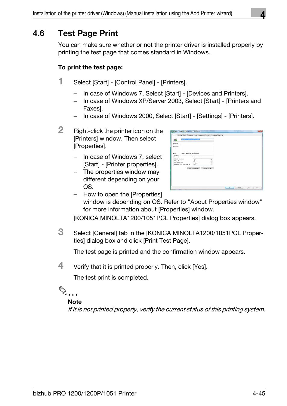 6 test page print | Konica Minolta bizhub PRO 1051 User Manual | Page 77 / 355