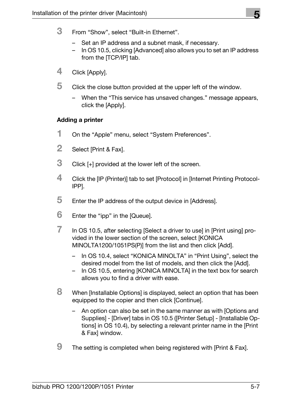 Adding a printer | Konica Minolta bizhub PRO 1051 User Manual | Page 84 / 355