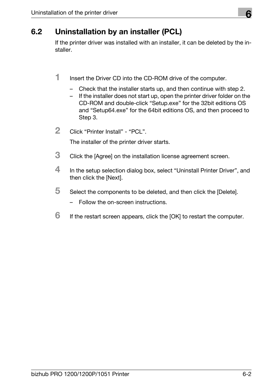 2 uninstallation by an installer (pcl), Uninstallation by an installer (pcl) -2 | Konica Minolta bizhub PRO 1051 User Manual | Page 92 / 355