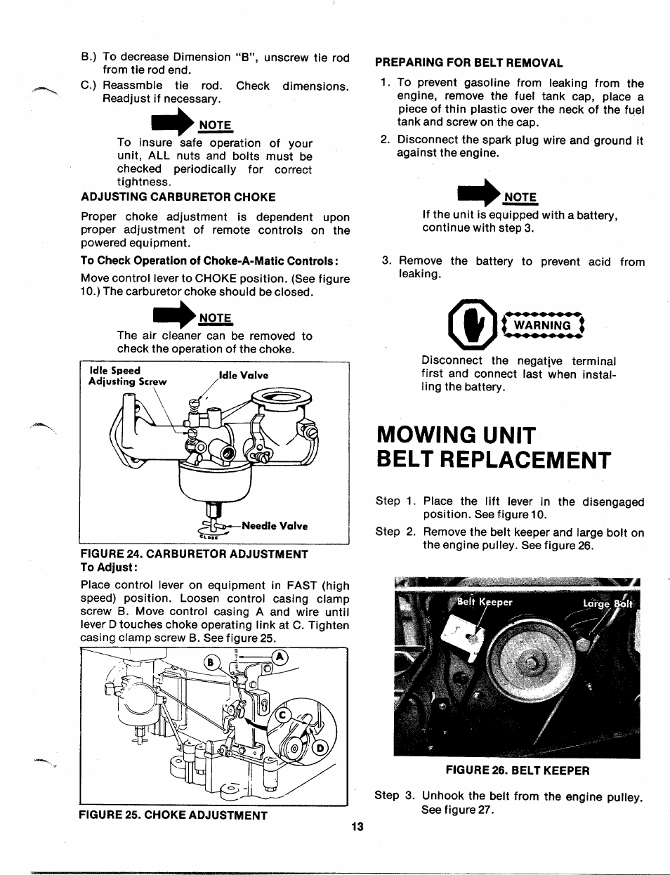 Mowing unit belt replacement | Asus 136-480A User Manual | Page 13 / 34