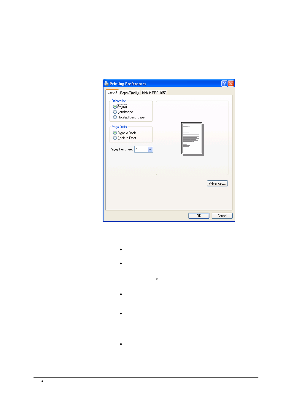 Print properties | Konica Minolta bizhub PRO 1050P User Manual | Page 22 / 88