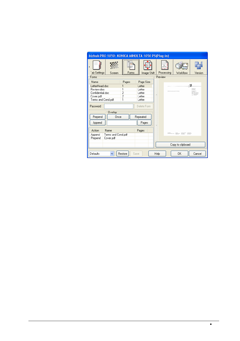 Forms | Konica Minolta bizhub PRO 1050P User Manual | Page 47 / 88