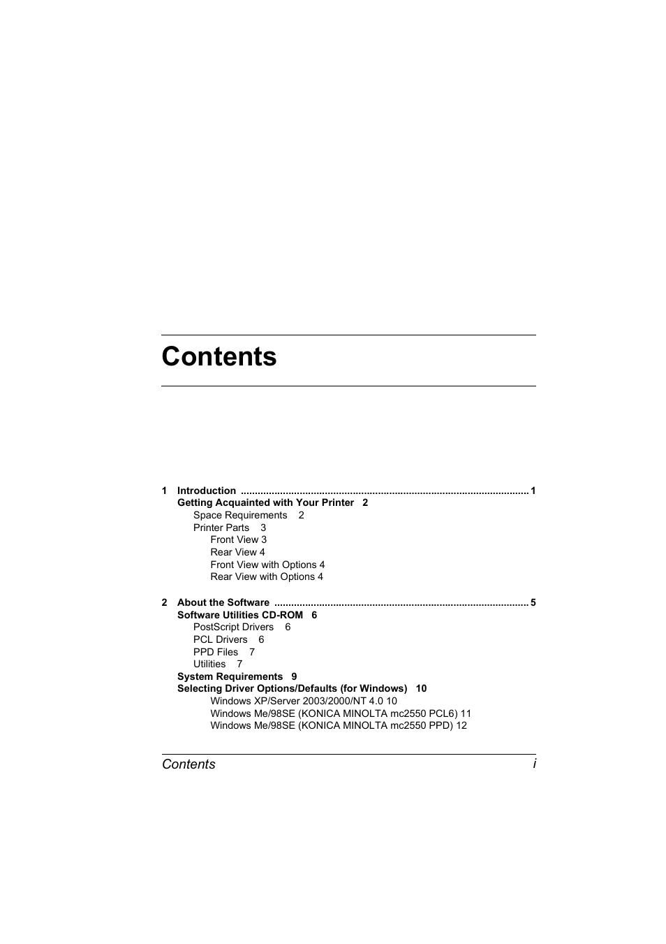 Konica Minolta Magicolor 2550 User Manual | Page 9 / 174