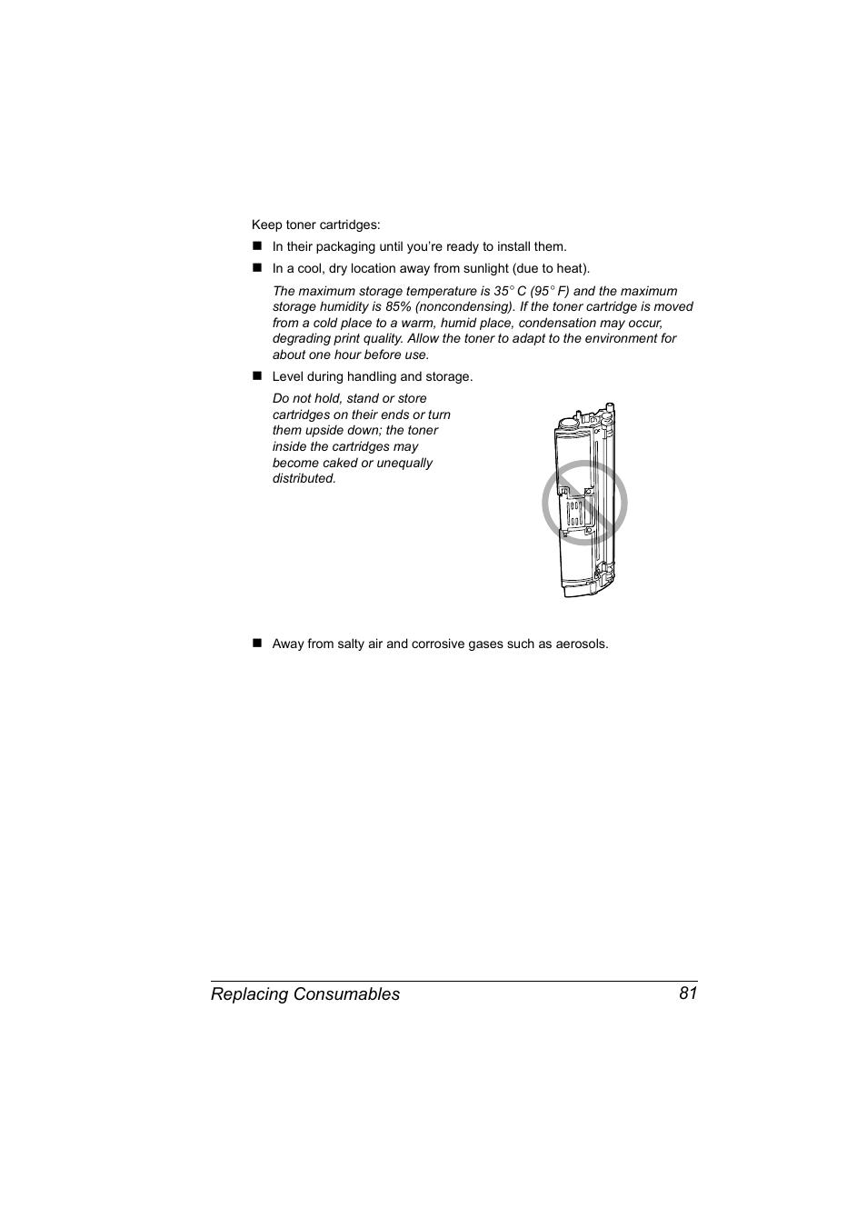 Replacing consumables 81 | Konica Minolta Magicolor 2550 User Manual | Page 95 / 174