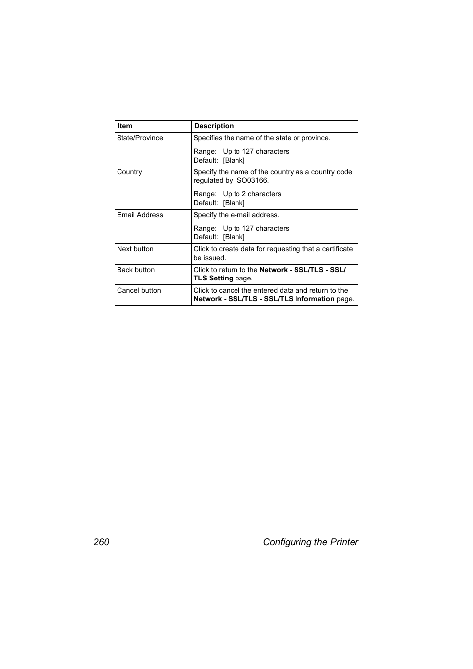 Configuring the printer 260 | Konica Minolta BIZHUB C30P User Manual | Page 278 / 292