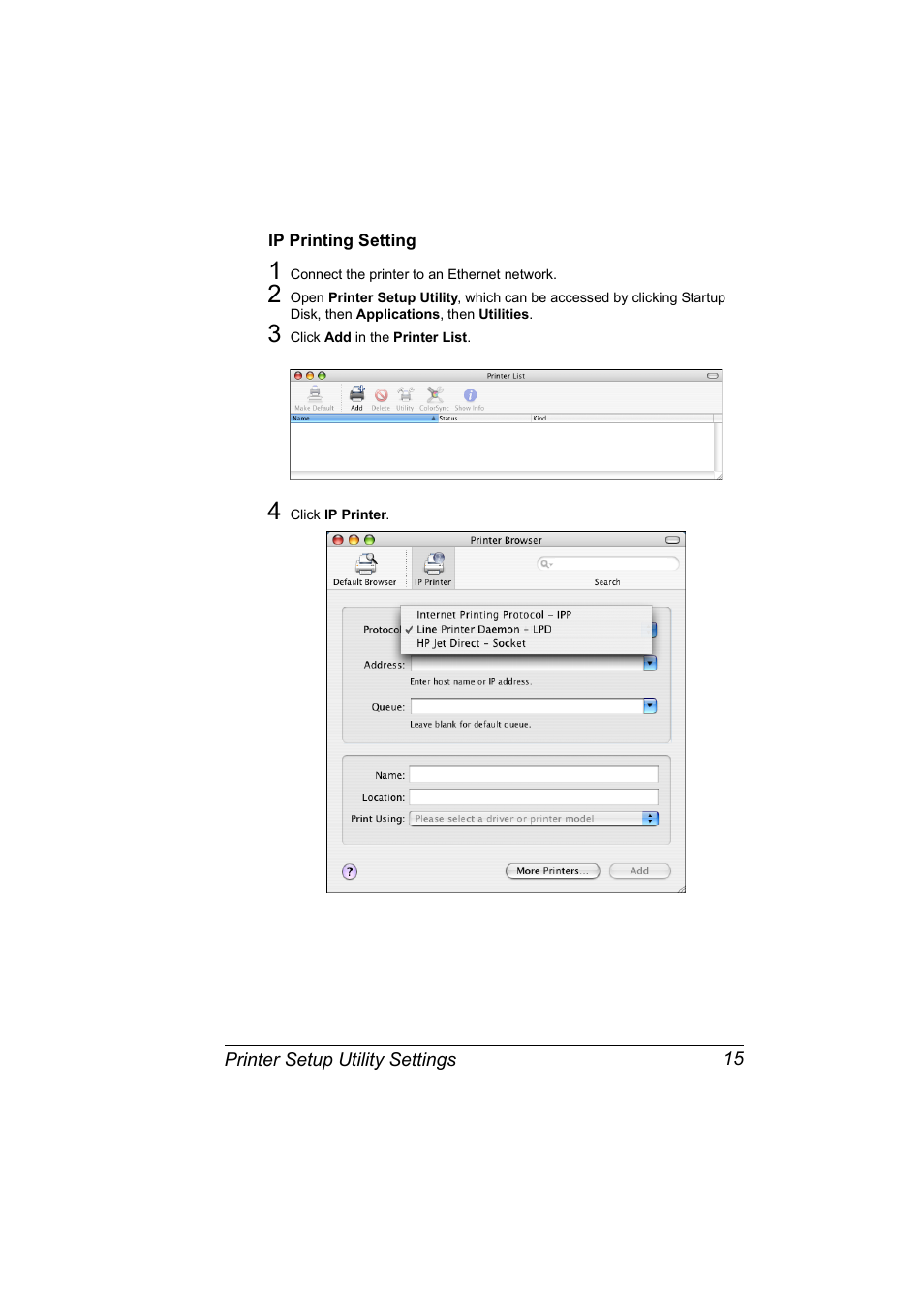 Ip printing setting, Ip printing setting 15 | Konica Minolta BIZHUB C30P User Manual | Page 33 / 292