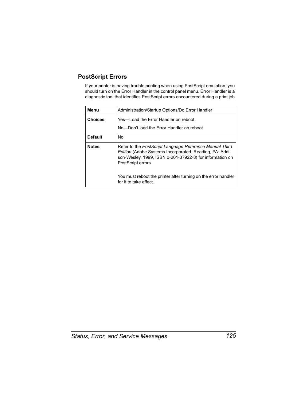 Postscript errors | Konica Minolta Magicolor 3300DN User Manual | Page 133 / 198