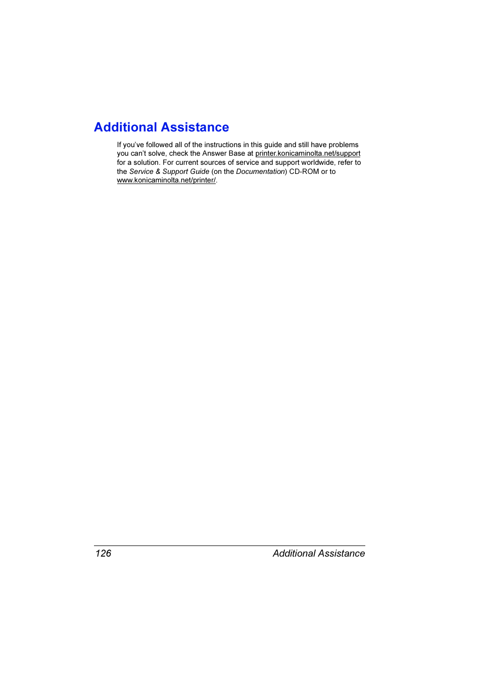 Additional assistance | Konica Minolta Magicolor 3300DN User Manual | Page 134 / 198
