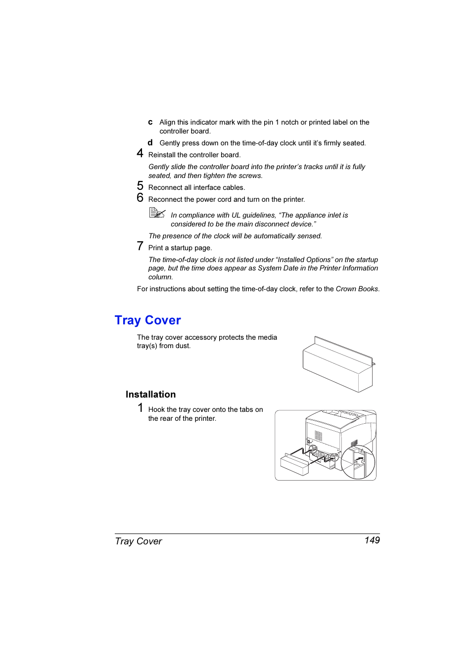 Tray cover, Installation | Konica Minolta Magicolor 3300DN User Manual | Page 157 / 198