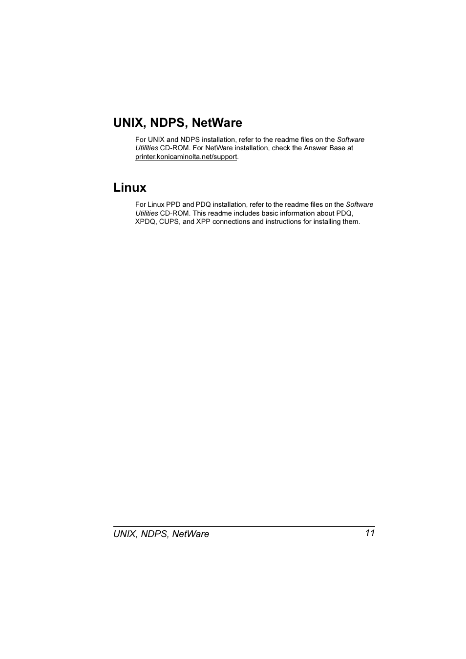 Unix, ndps, netware, Linux | Konica Minolta Magicolor 3300DN User Manual | Page 19 / 198