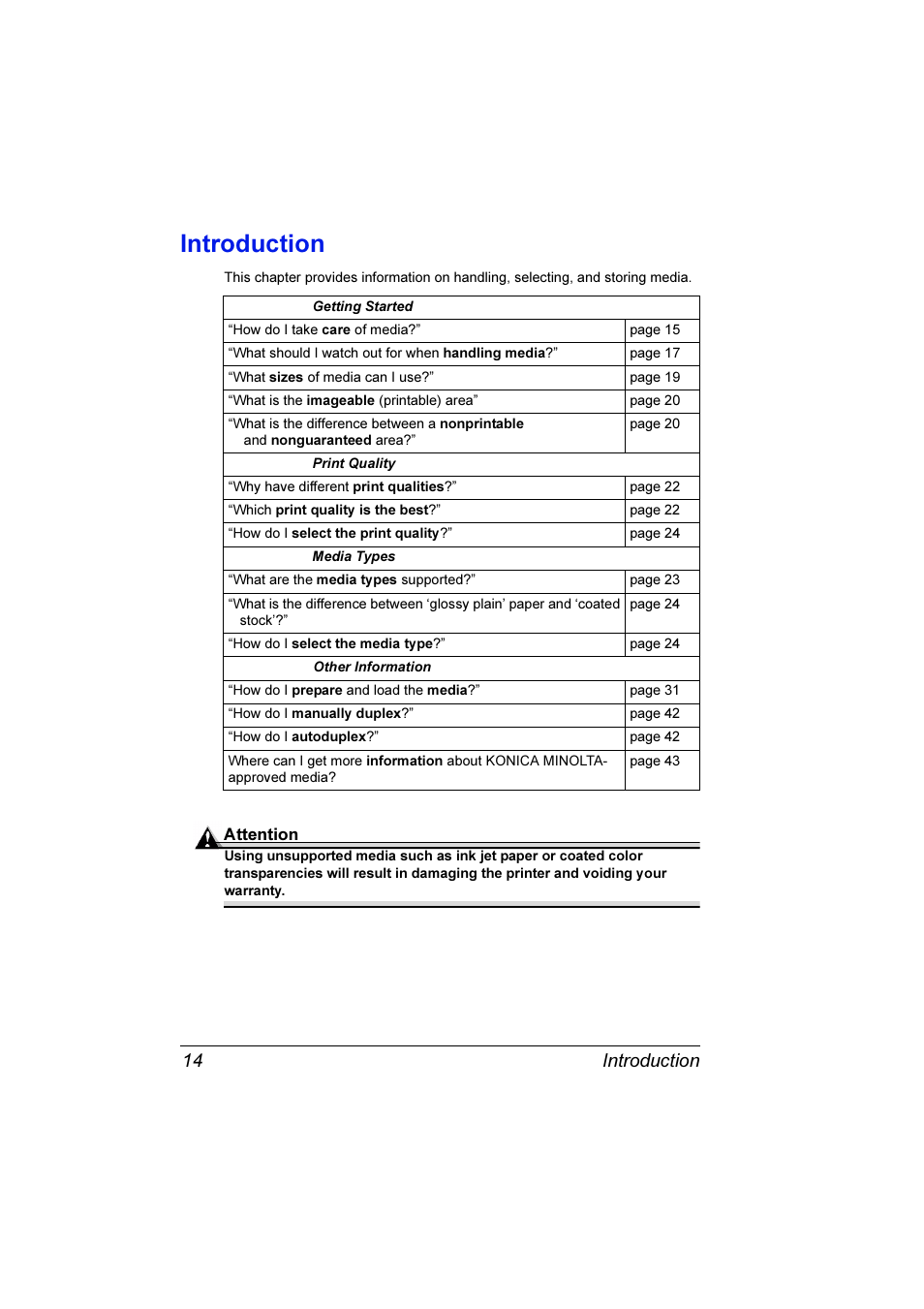 Introduction, Introduction 14 | Konica Minolta Magicolor 3300DN User Manual | Page 22 / 198