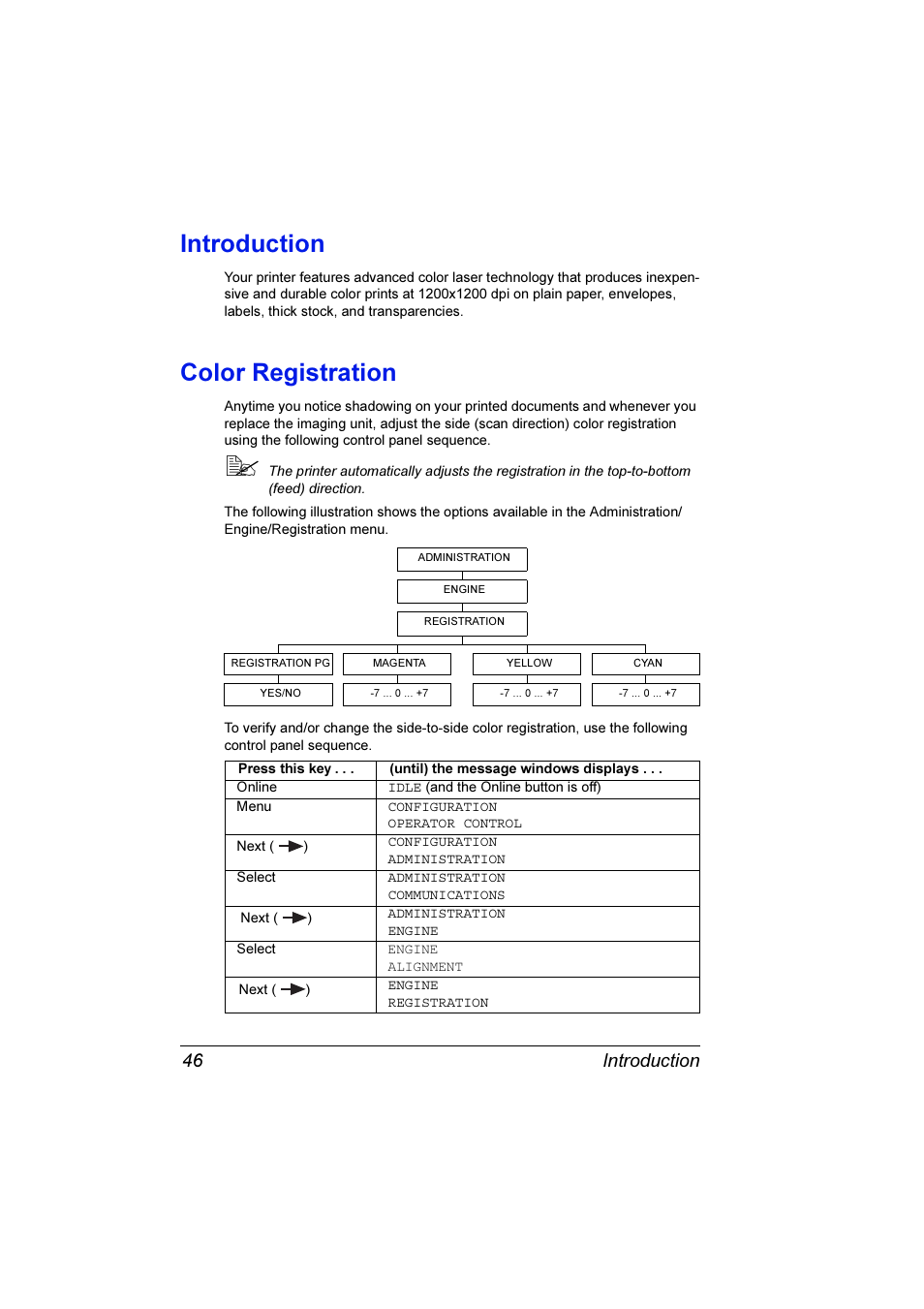 Introduction, Color registration, Introduction 46 | Konica Minolta Magicolor 3300DN User Manual | Page 54 / 198